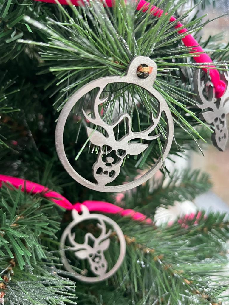 Metal Monty the Stag Christmas bauble tree decoration